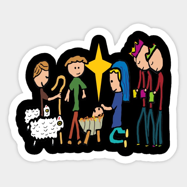 Xmas Nativity Sticker by Mark Ewbie